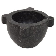 18th Century French Black Marble Folk Art Mortar with Spout