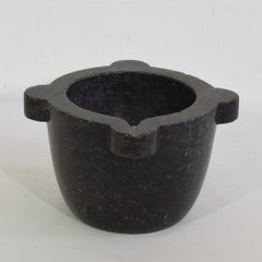 18th Century French Black Marble Folk Art Mortar with Spout