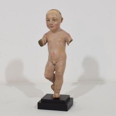 17th Century Spanish Baroque Baby Jesus Santos Niño Wood Sculpture