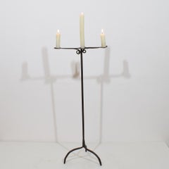 18th Century French Wrought Iron Three-Light Candlestick