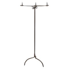 18th Century French Wrought Iron Three-Light Candlestick