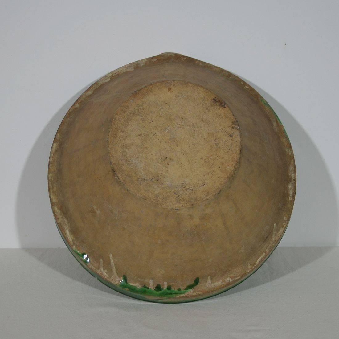 Original 19th Century French Glazed Terracotta Tian or Bowl 1