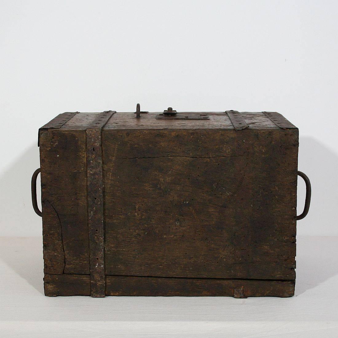 17th Century Early Oak French Chest Strongbox 2