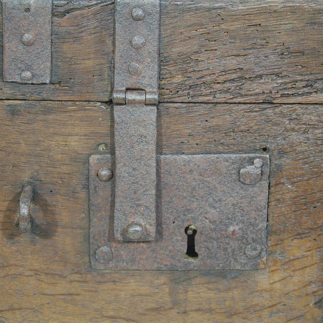 17th Century Early Oak French Chest Strongbox 3