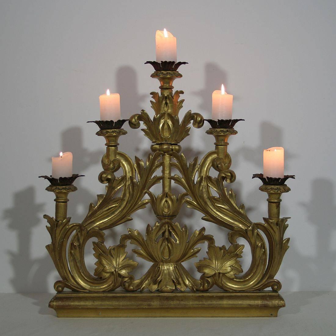 Unique and beautiful gilded candleholder for five candles.
 