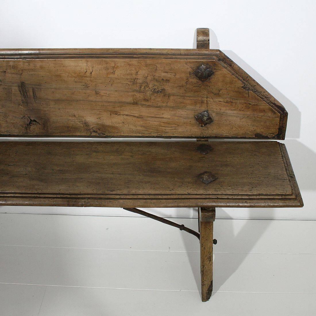 18th Century Spanish Baroque Style Wooden Bench 3