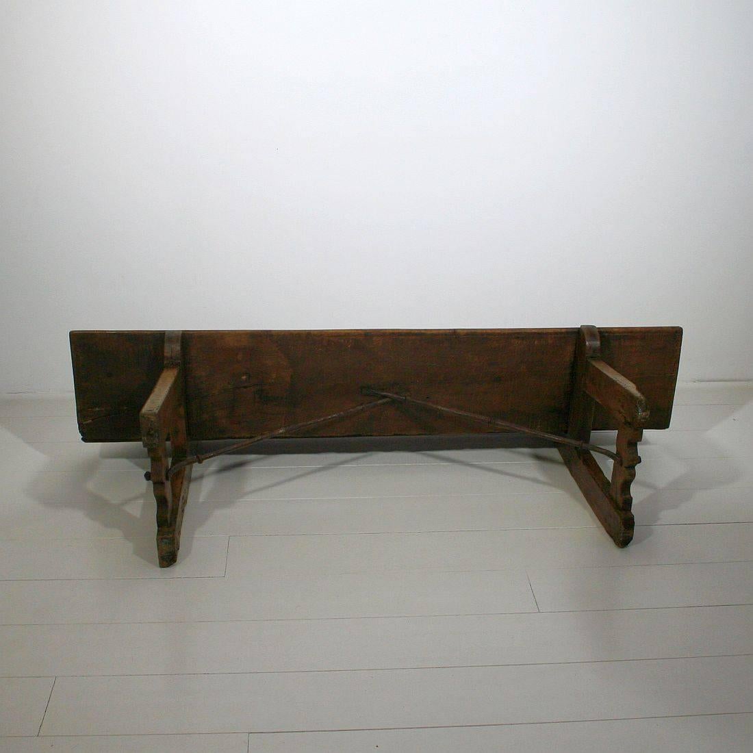 18th Century Spanish Baroque Style Wooden Bench 1