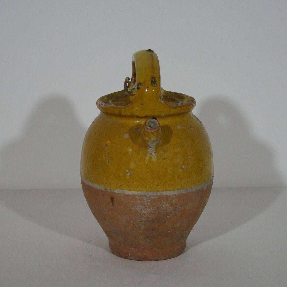 19th Century French Glazed Terracotta Jug or Water Cruche 1