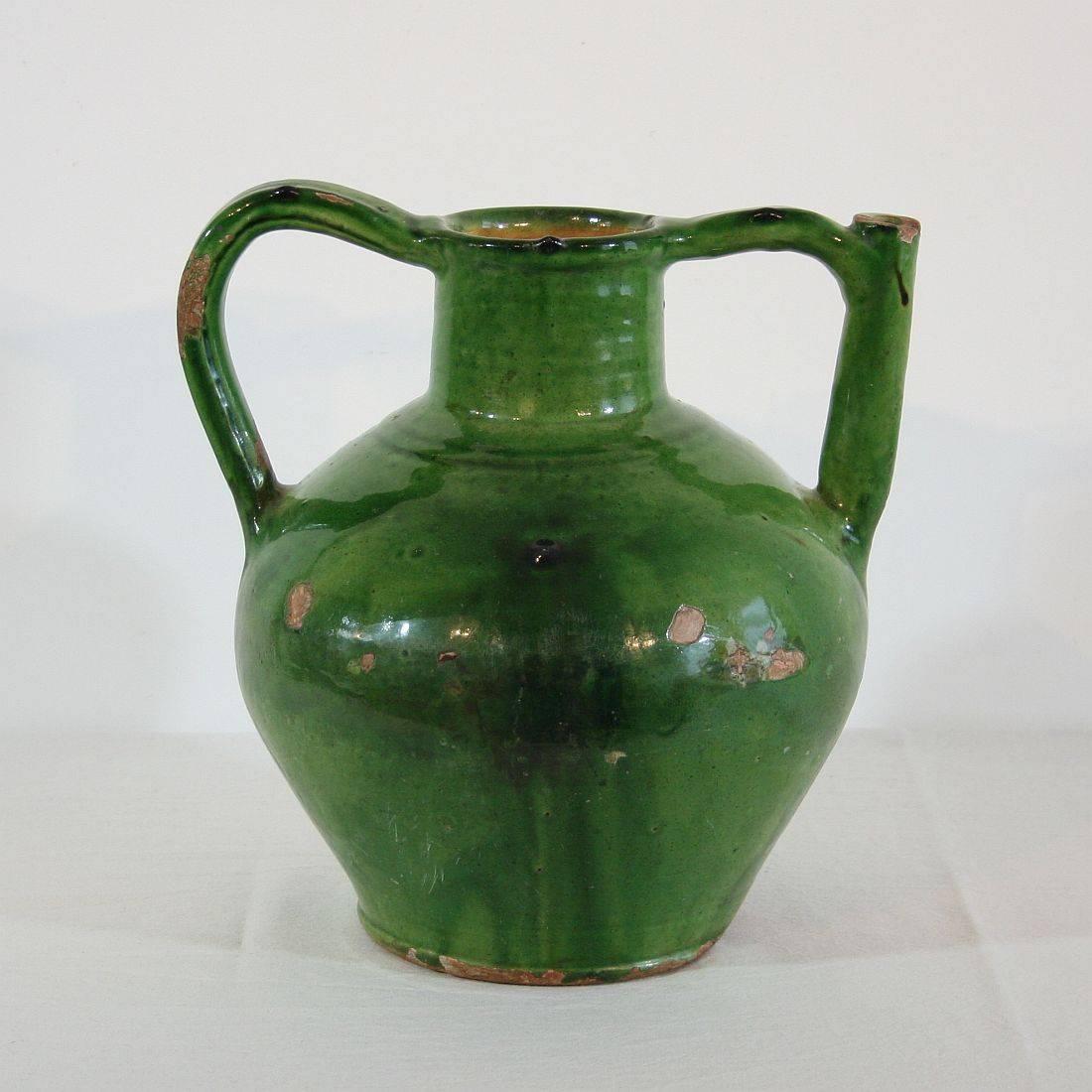 19th Century French Terracotta Jug or Water Cruche In Good Condition In Buisson, FR