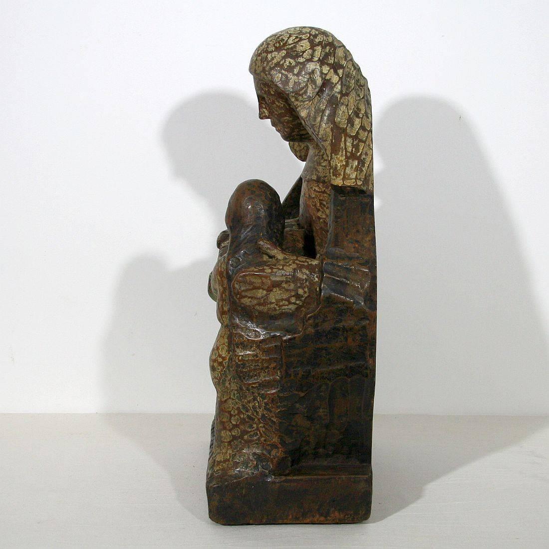 French Late Gothic 16th Century Carved Oak Mother Anne with Maria 1