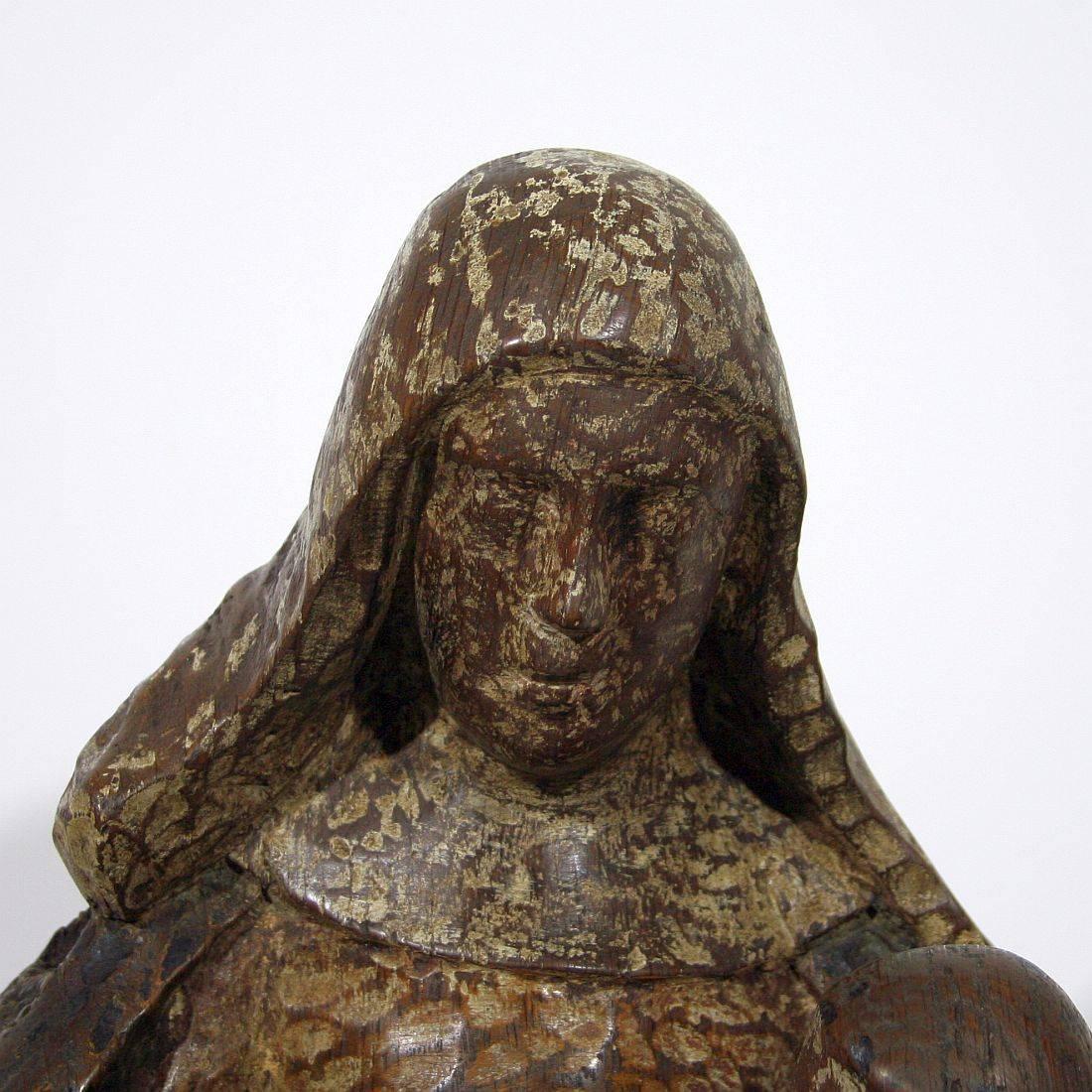 French Late Gothic 16th Century Carved Oak Mother Anne with Maria 4