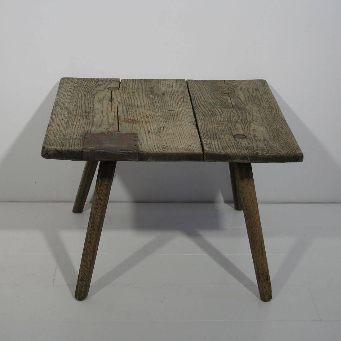 Small French Early 19th Century Rustic Oak Table 1