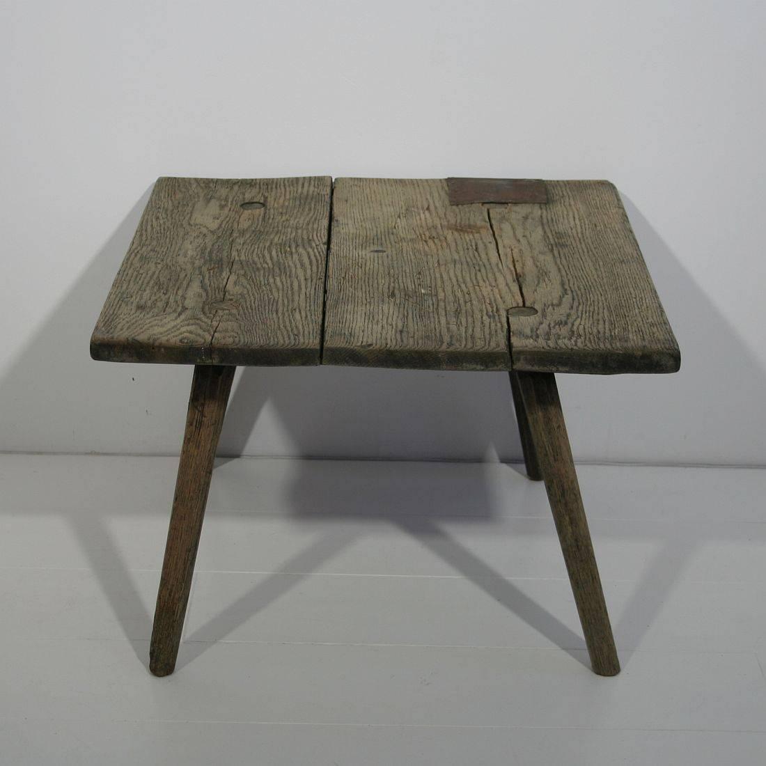 Small French Early 19th Century Rustic Oak Table 3