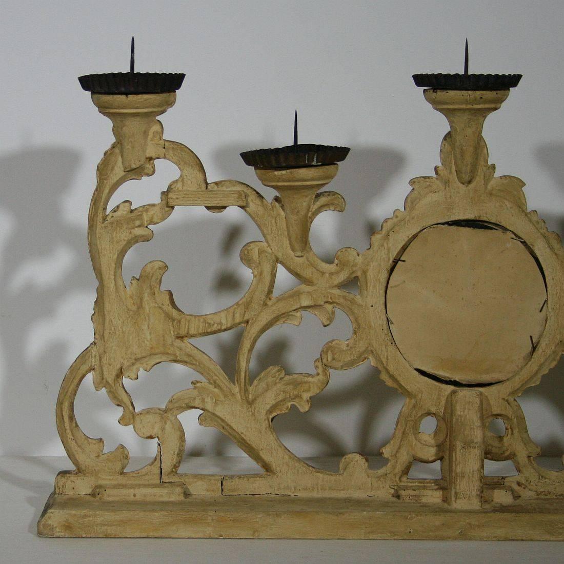 Large 18th Century Italian Giltwood Baroque Candleholder with Mirror 2