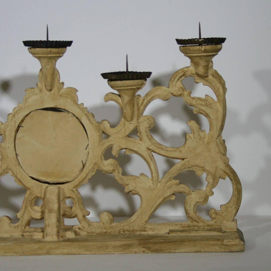 Large 18th Century Italian Giltwood Baroque Candleholder with Mirror 3