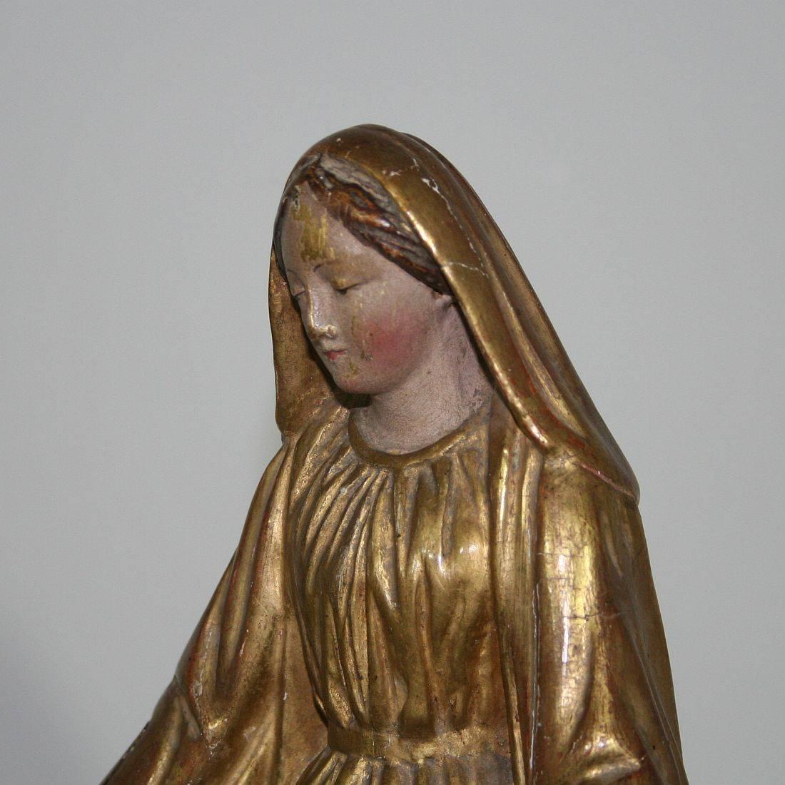 French 19th Century Carved Giltwood Madonna 3