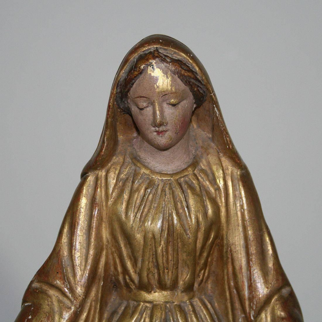French 19th Century Carved Giltwood Madonna 4