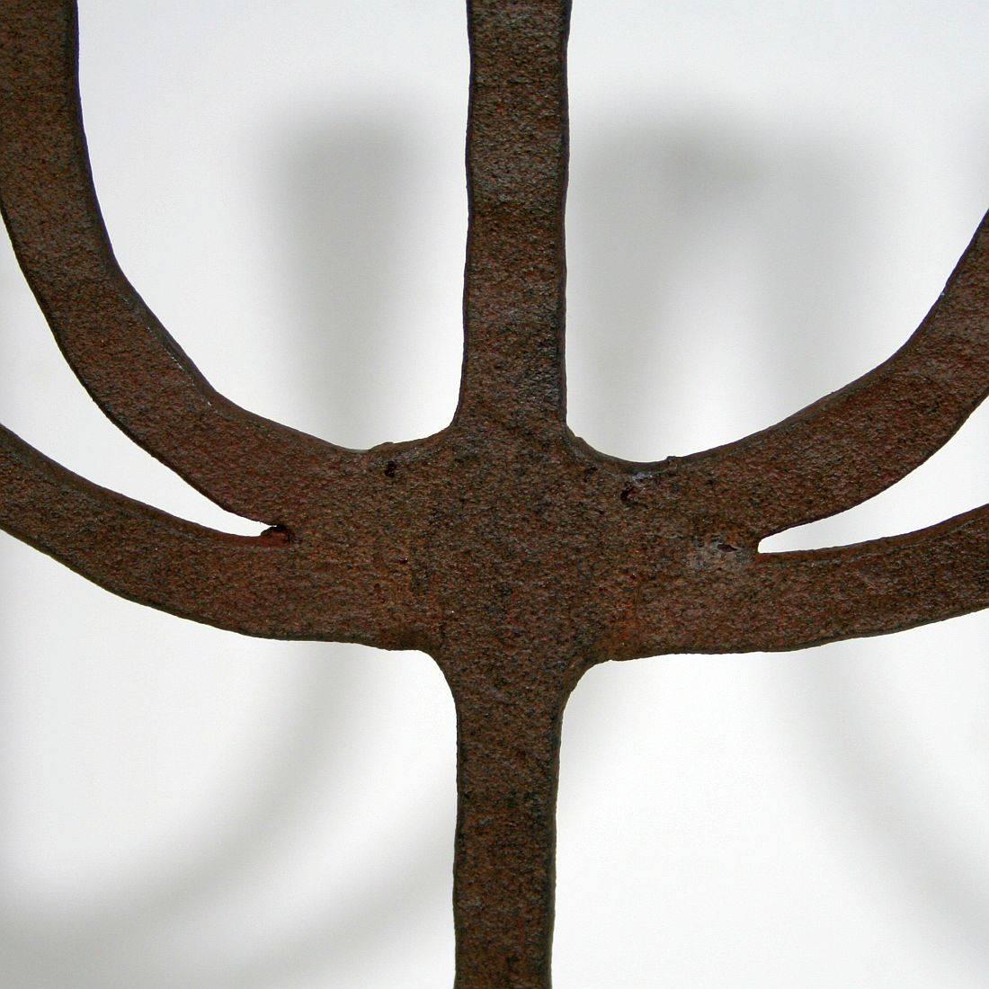 Rustic 19th Century Spanish Hand-Forged Iron Candleholder 3