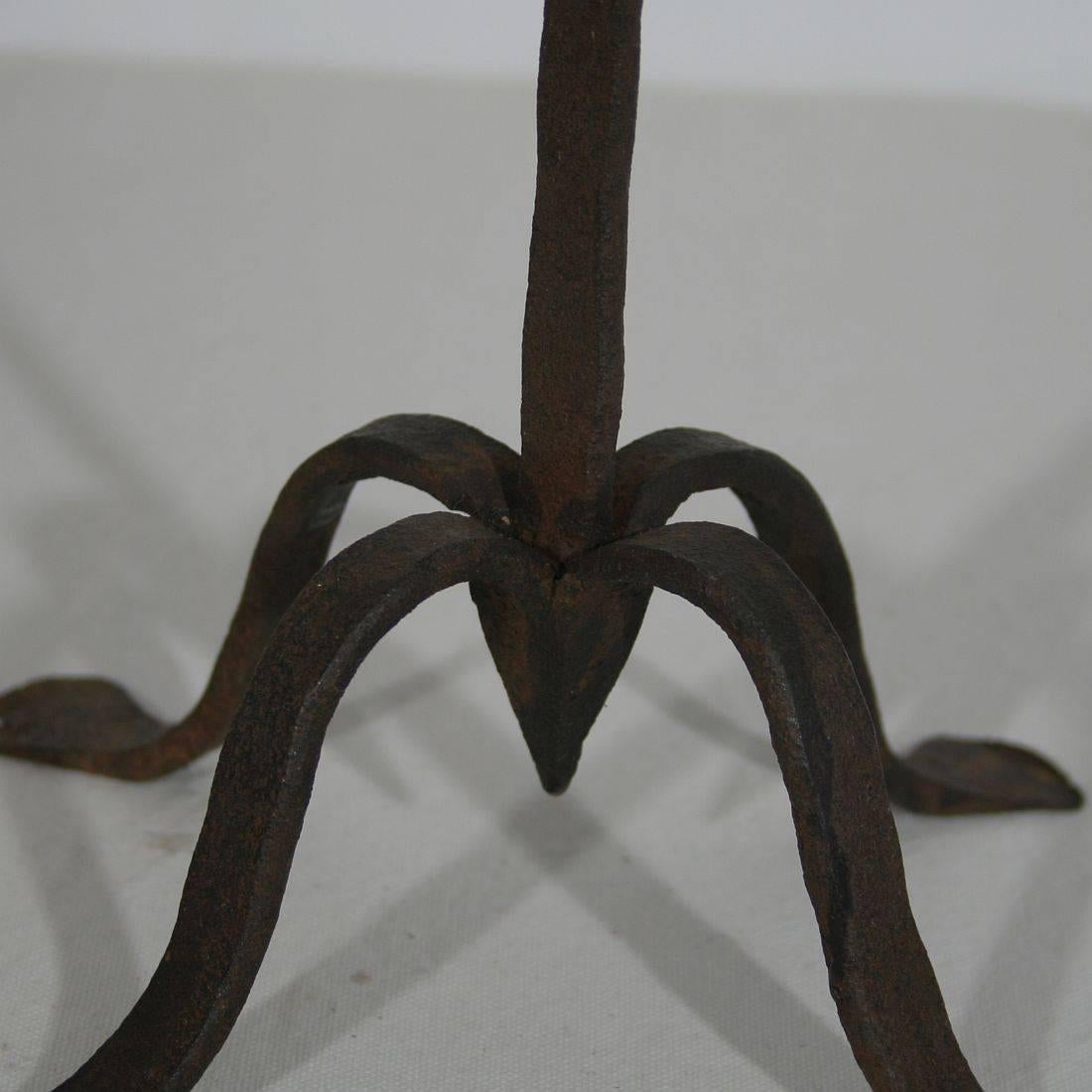 Rustic 19th Century Spanish Hand-Forged Iron Candleholder 4