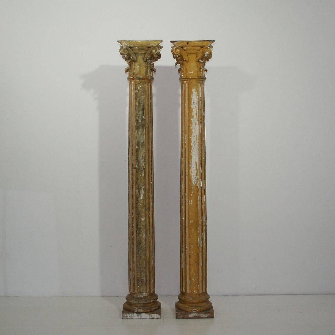 Carved Early 19th Century Italian Neoclassical Giltwood Columns