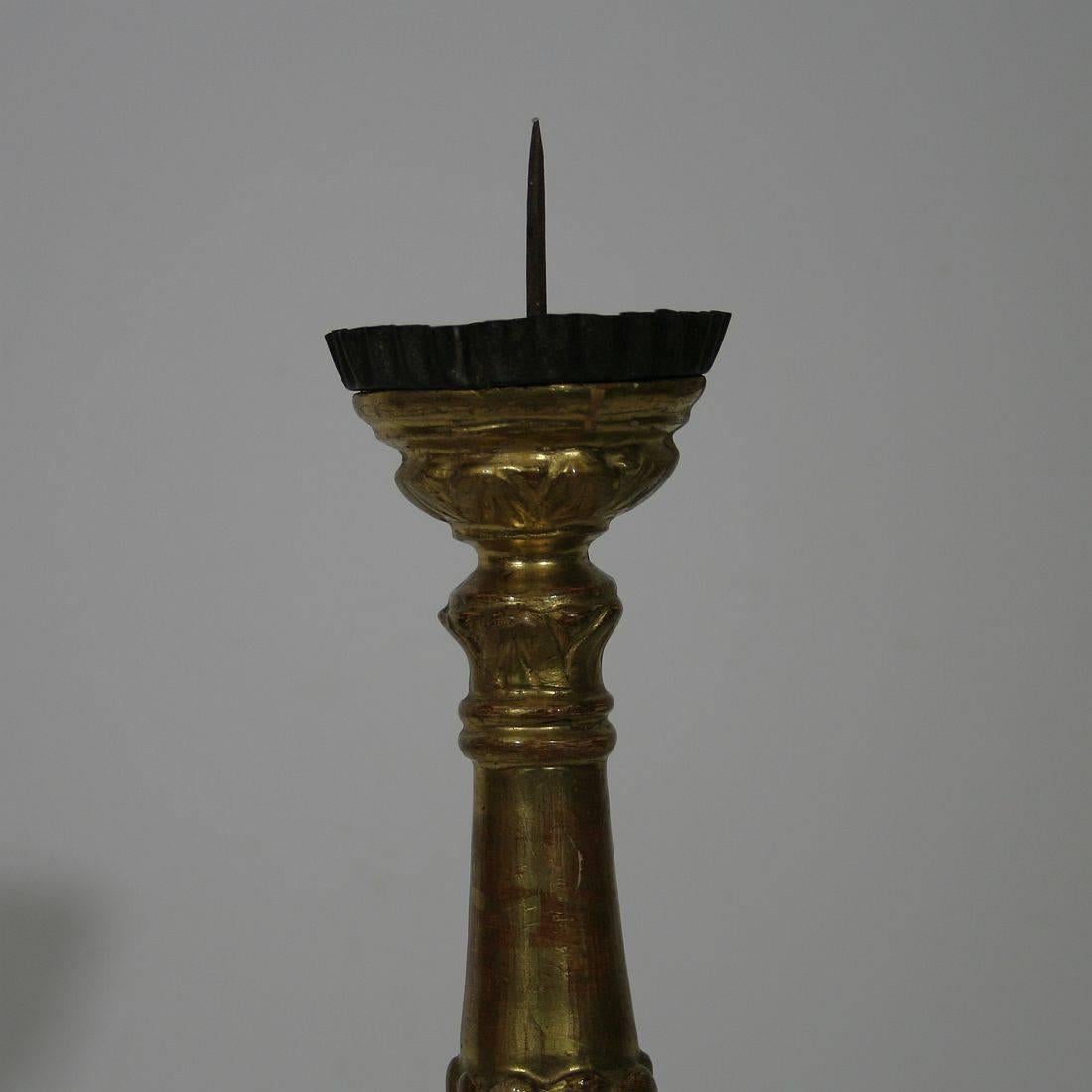 Small Gilded Italian 18th Century Neoclassical Wooden Candlestick 2