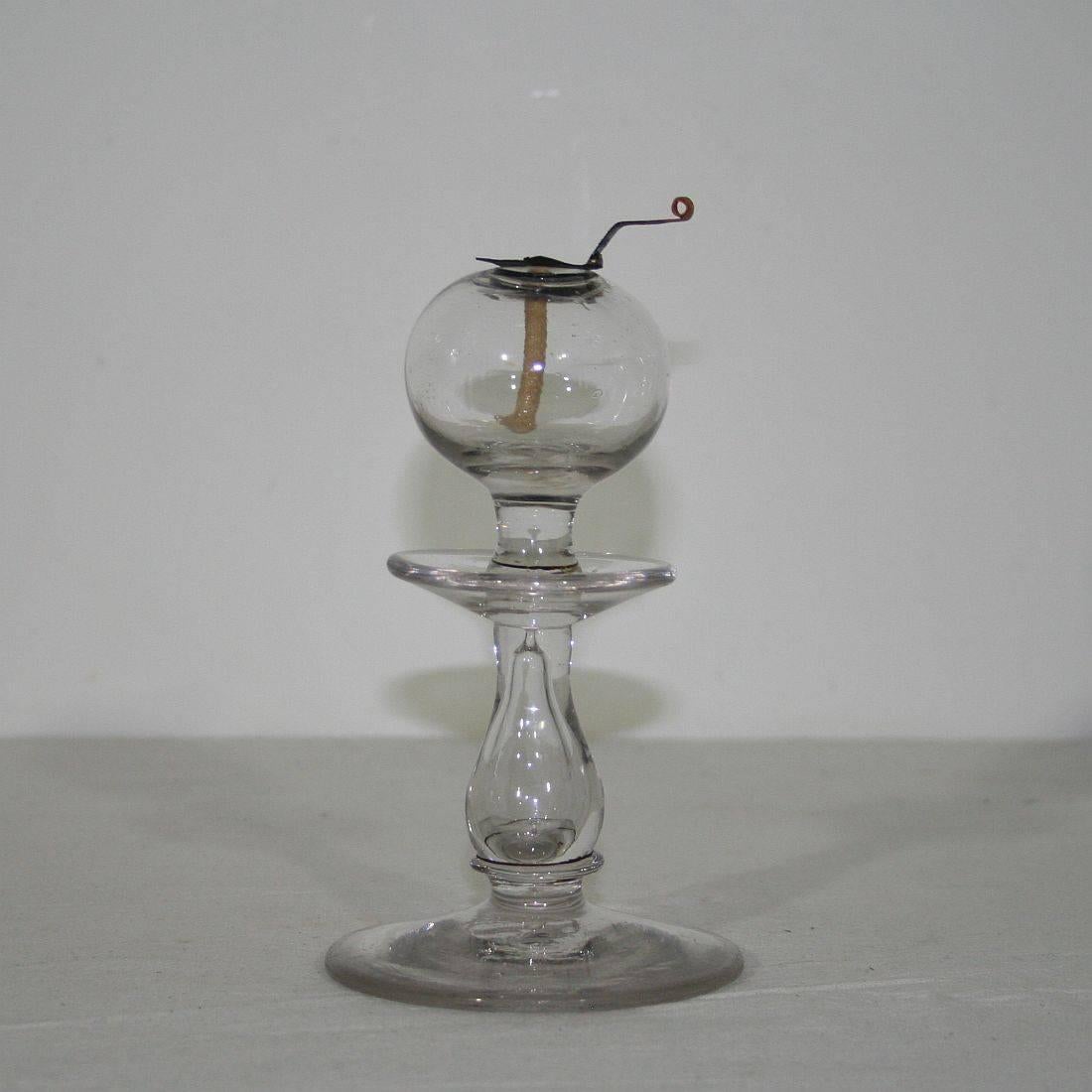 Hand-Crafted Collection of 19th Century French Glass Weaver Oil Lamps