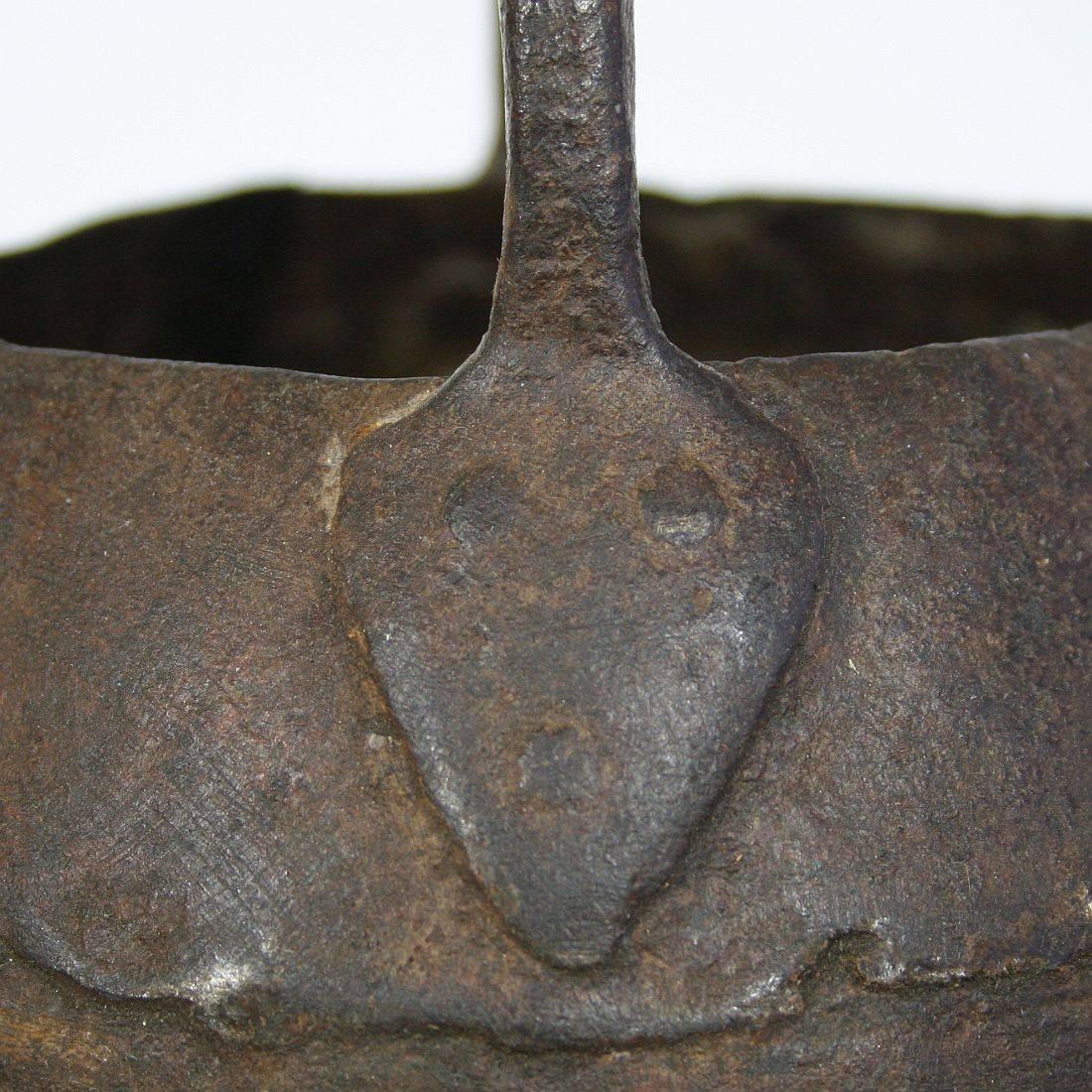 Primitive 18th Century Hand-Forged Iron Cooking Pot 4