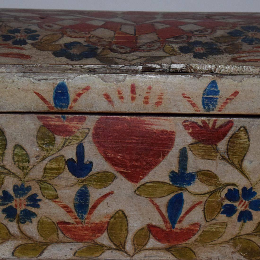 19th Century French Folk Art Weddingbox from Normandy with Hearts 4