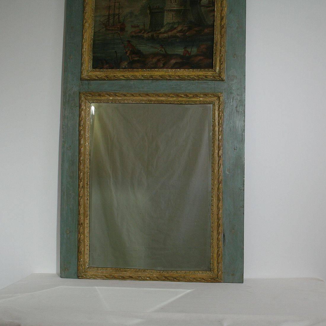 18th Century French Trumeau Mirror with a Painting In Good Condition In Buisson, FR