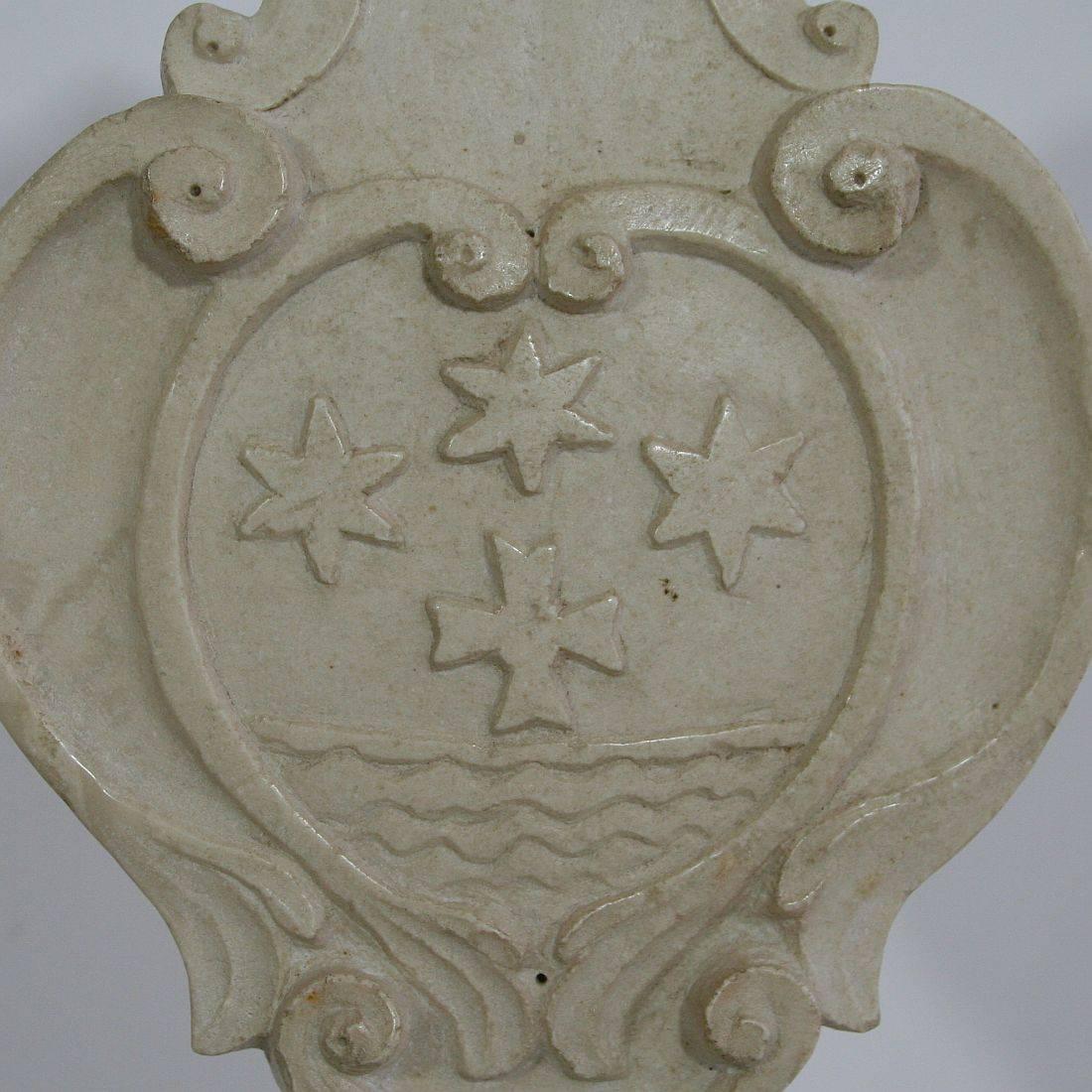 18th Century Italian White Marble Coat of Arms 3