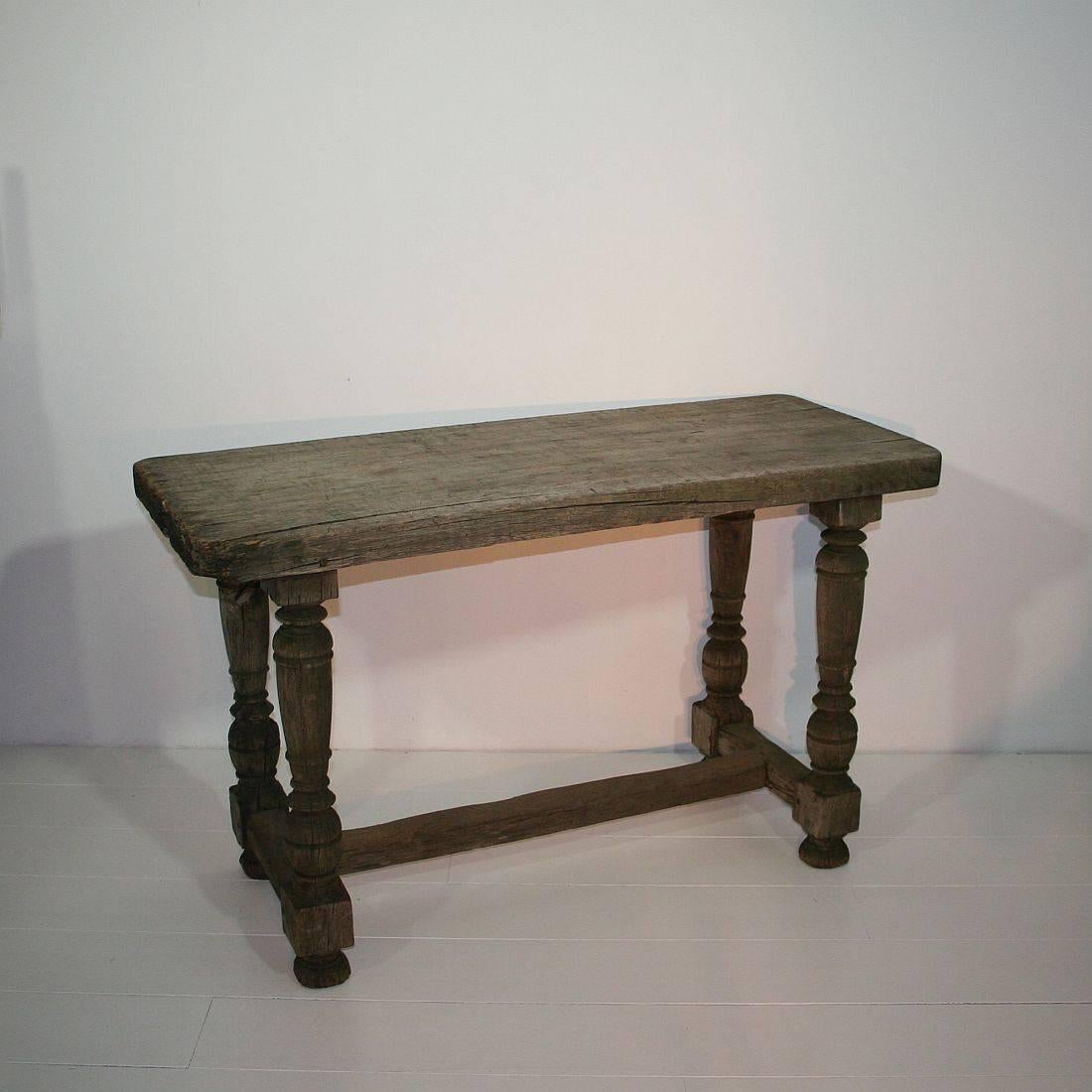 Rustic French 18th-19th Century Weathered Oak Table