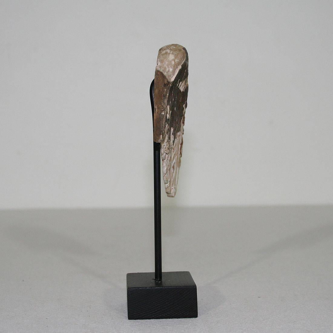 Small 18th Century, Italian Carved Wooden Wing of a Baroque Angel 1