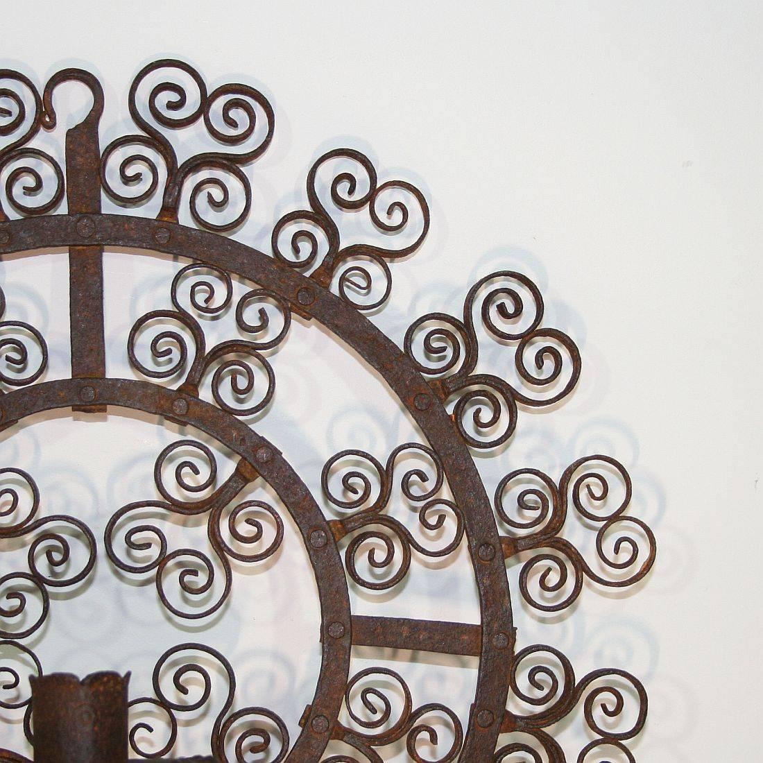 Spanish 19th Century, Hand-Forged Iron Wall Candleholder / Sconce 3