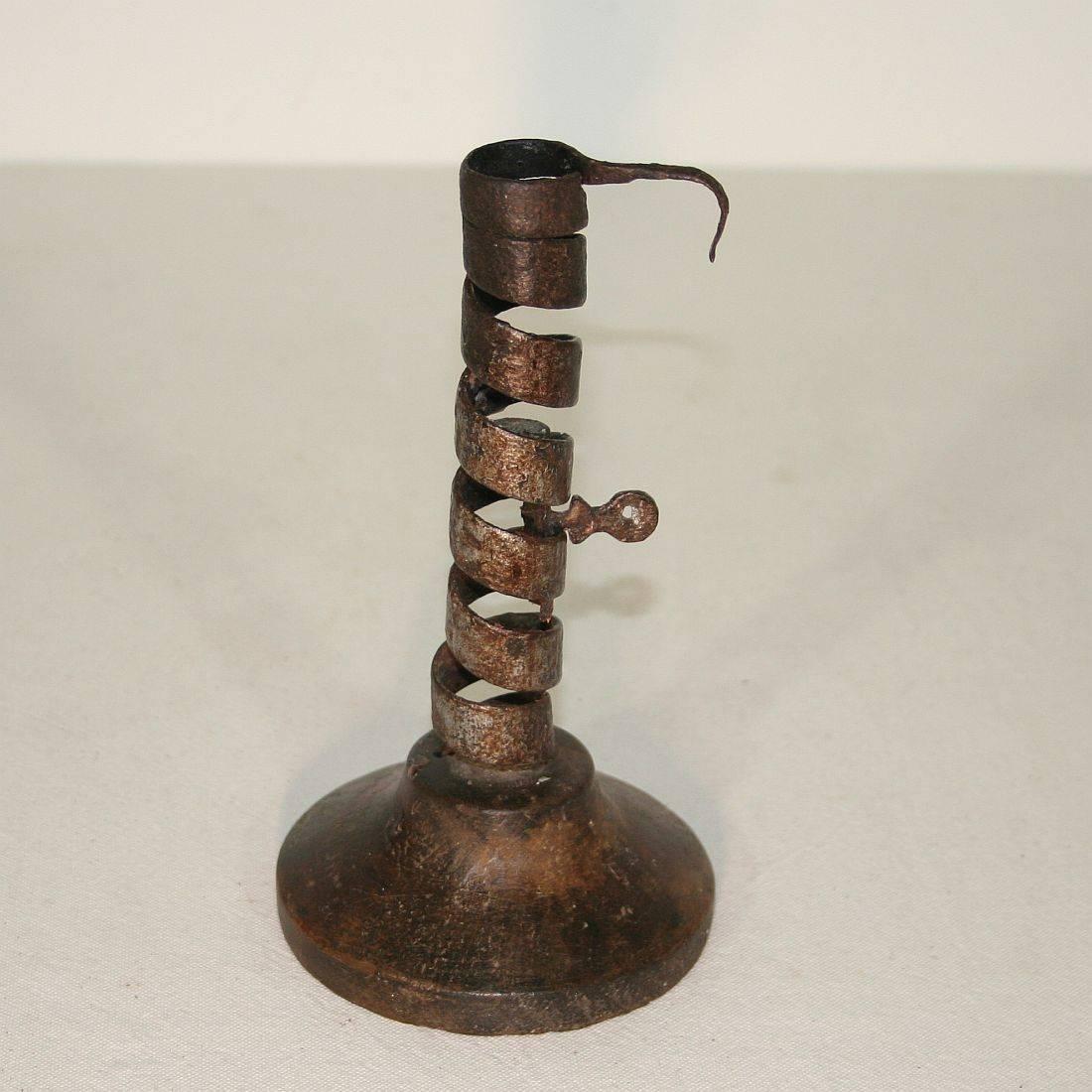 18th Century and Earlier Collection of 18th Century Adjustable Spiral Candlesticks, Rat De Cave