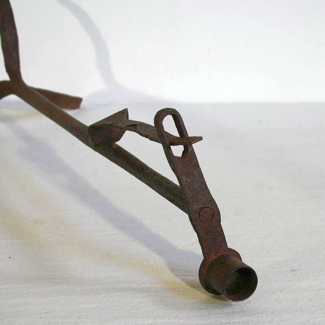 French 18th Century Hand-Forged Iron Candleholder 1