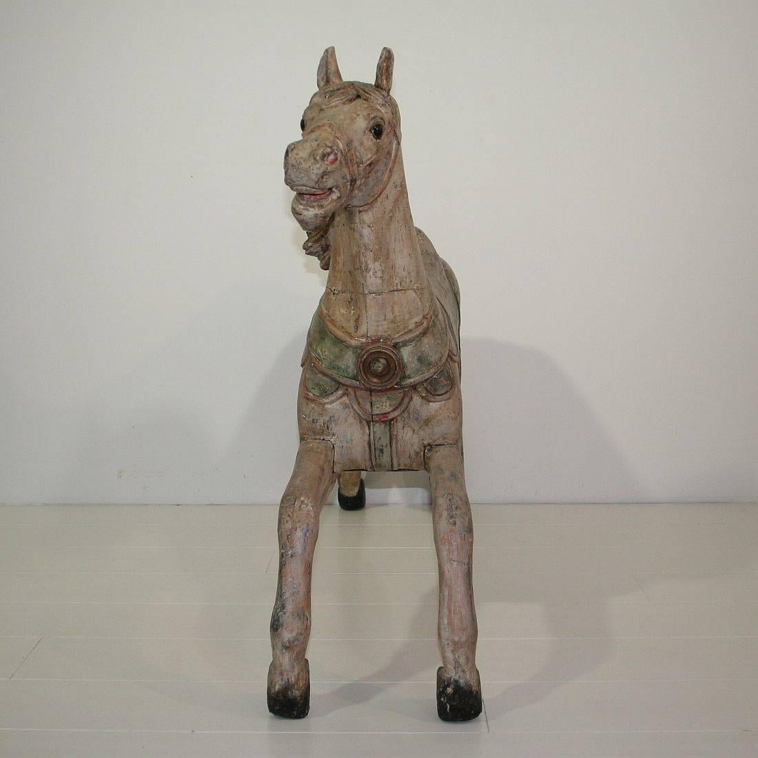Late 19th Century French Carved Wood Carousel Horse 1