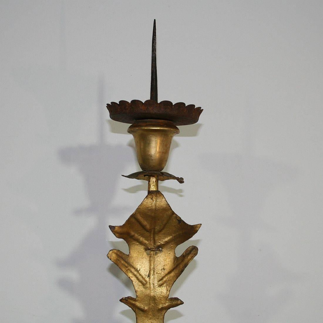 Large Italian 18th Century Gilded Iron Baroque Candleholder or Candelabra 3