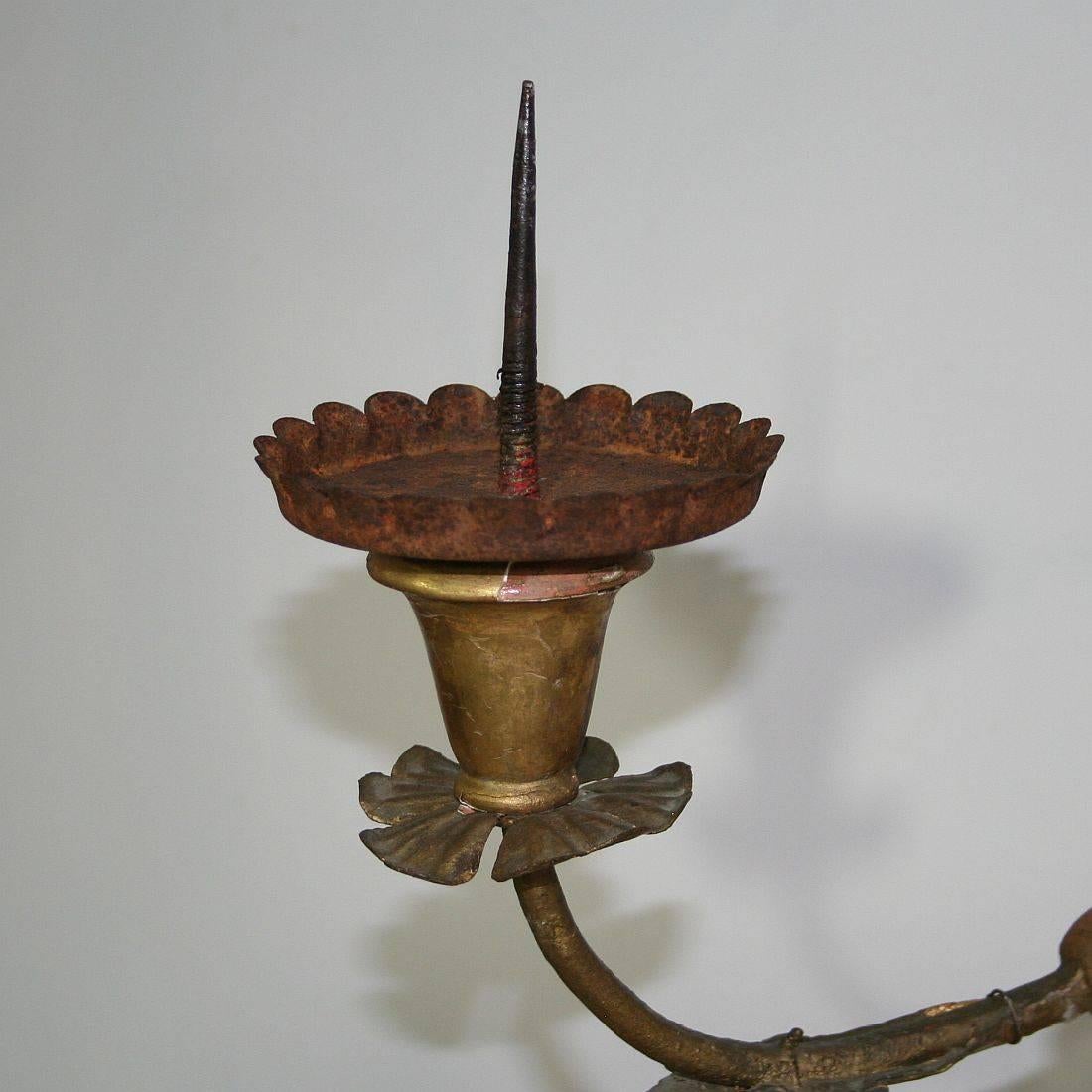 Large Italian 18th Century Gilded Iron Baroque Candleholder or Candelabra 4