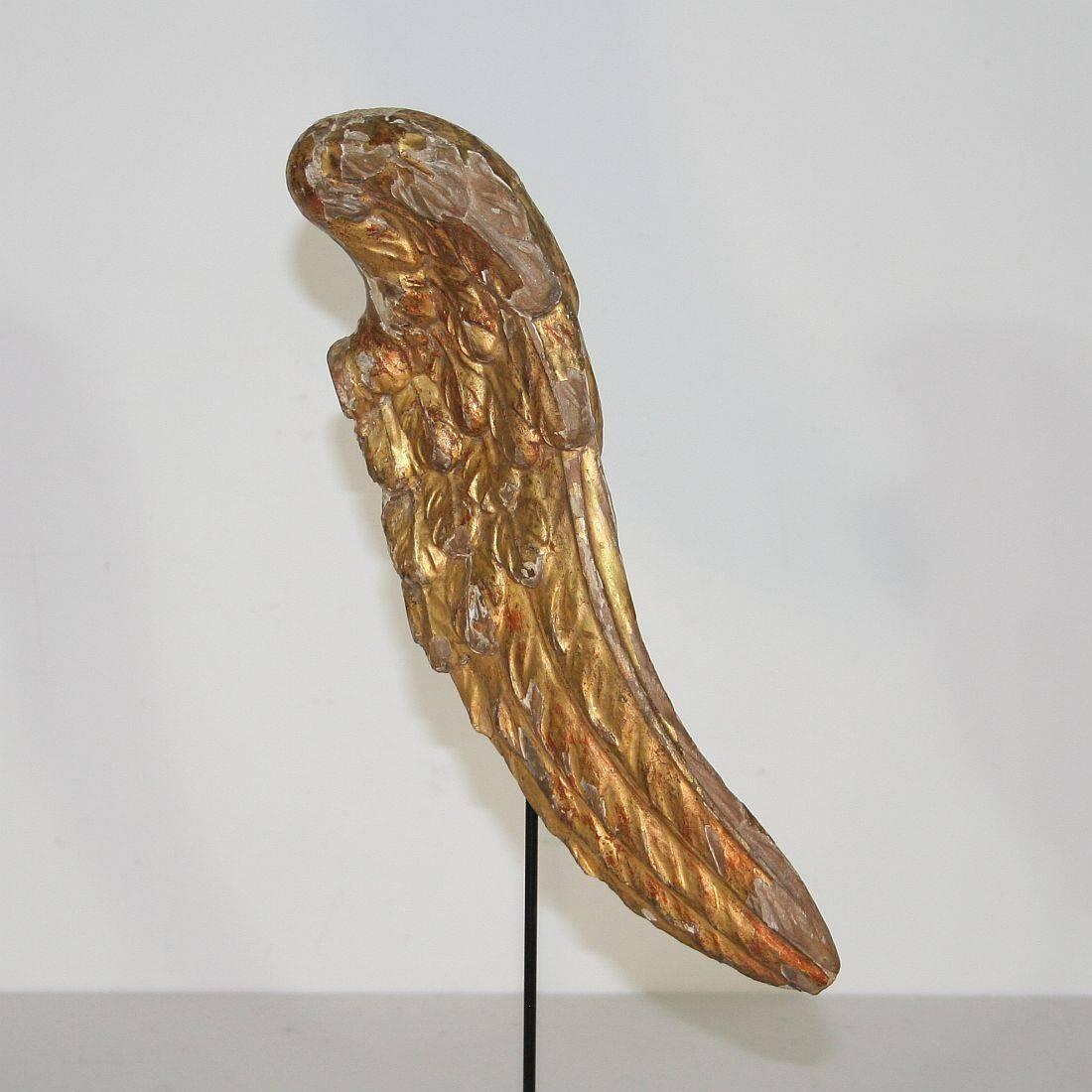 Hand-Carved 18th Century, Italian Carved Wooden Wing of a Baroque Angel