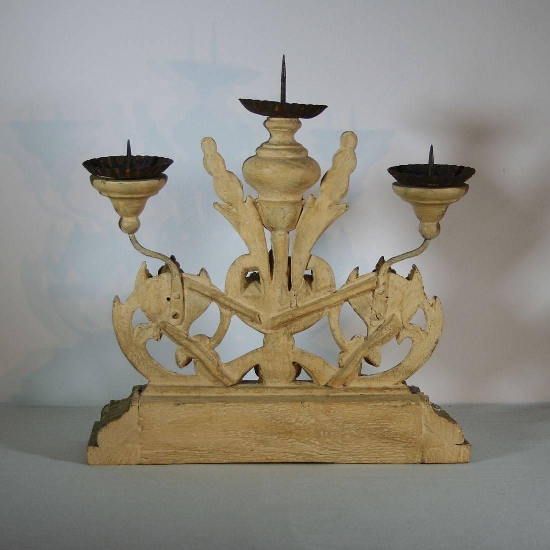 18th Century Italian Giltwood Baroque Candleholder or Candlestick 2