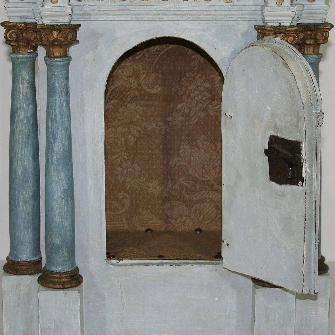 18th Century Austrian Painted Baroque Wooden Tabernacle 3