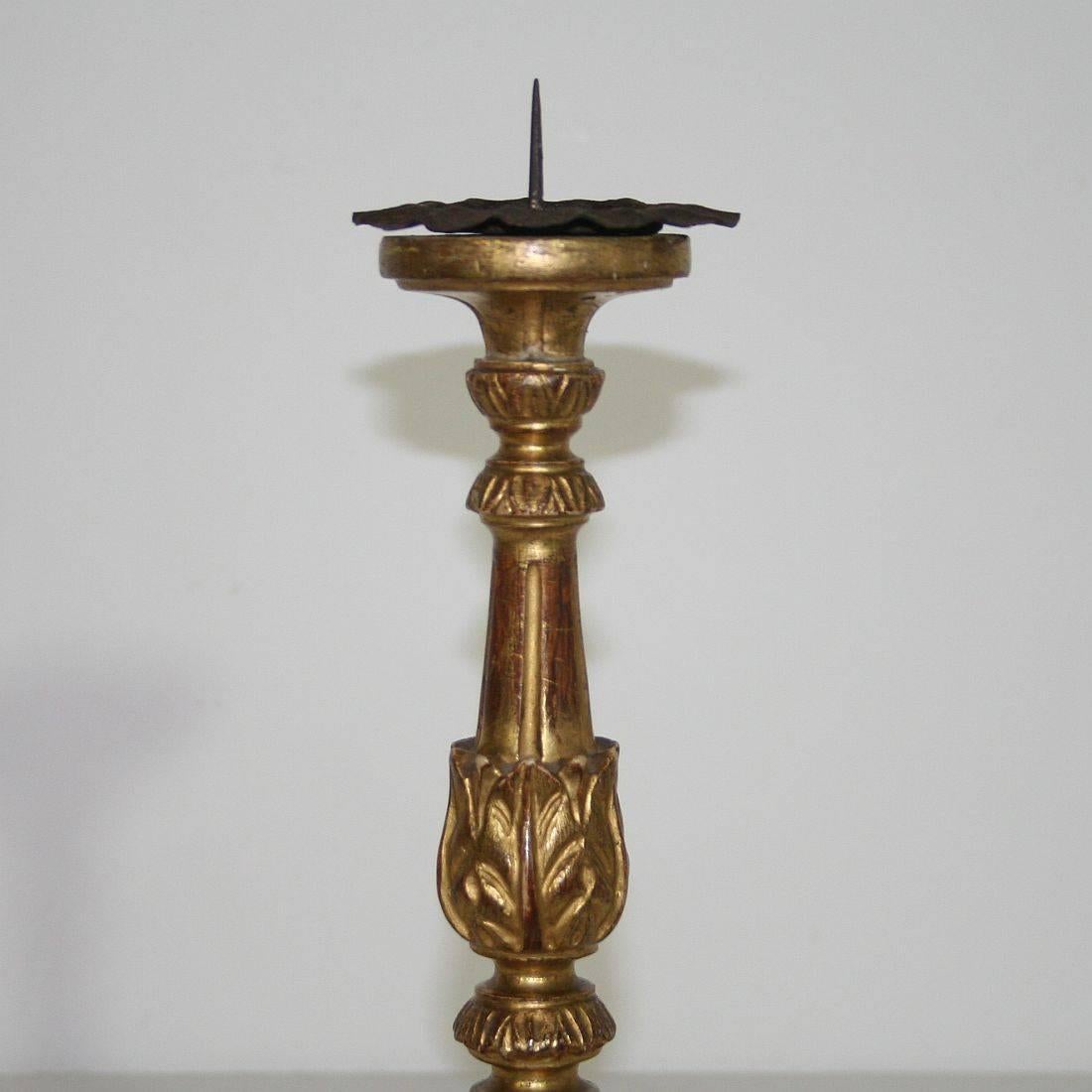 18th Century, Italian Neoclassical Giltwood Candlesticks 2