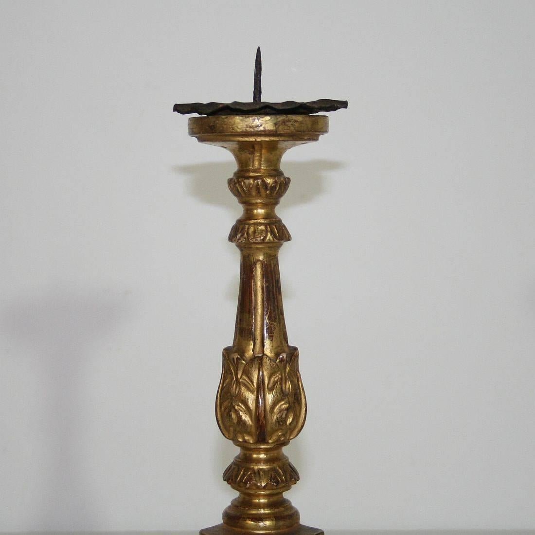 18th Century, Italian Neoclassical Giltwood Candlesticks 4