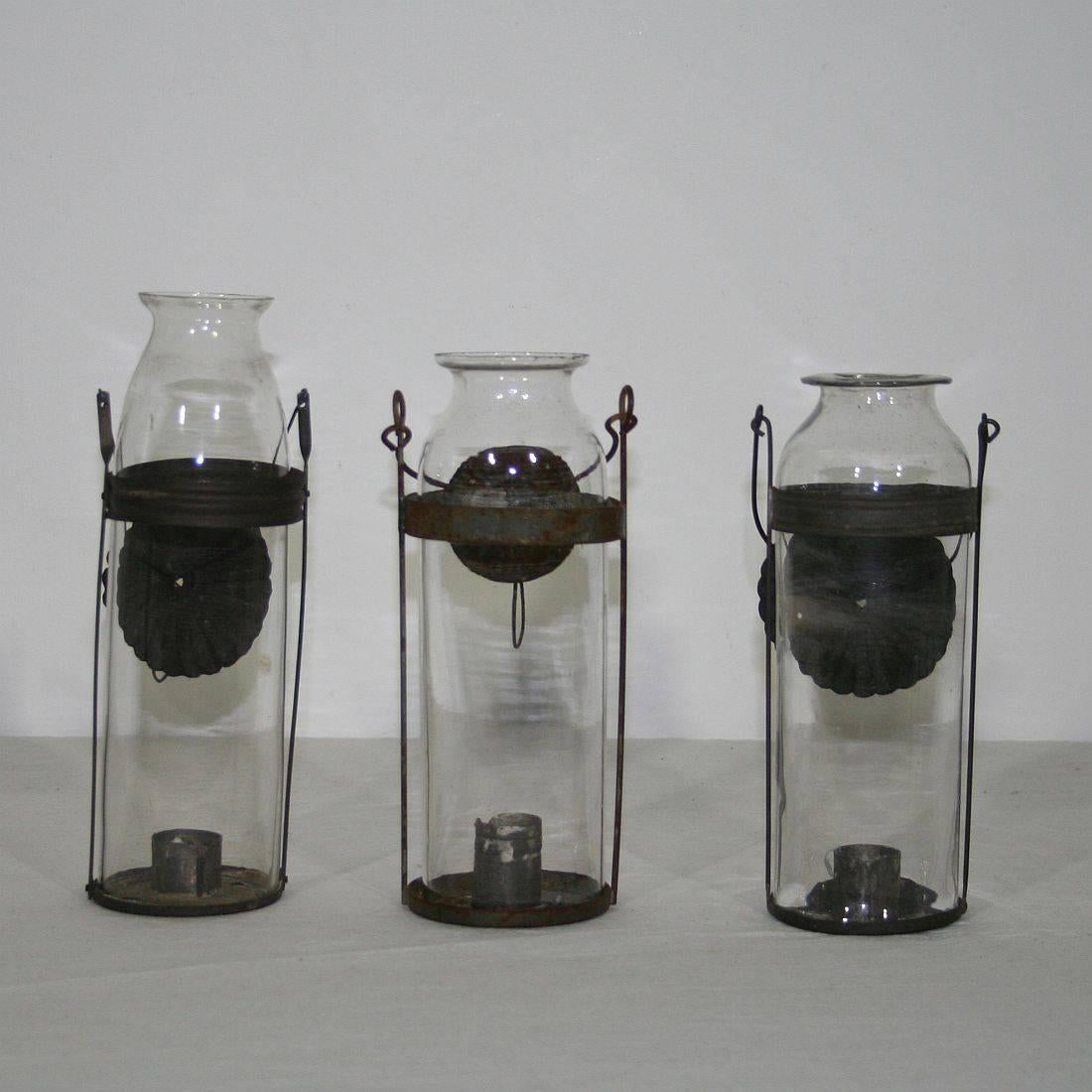 Small Collection of 19th Century French Glass Lanterns 2
