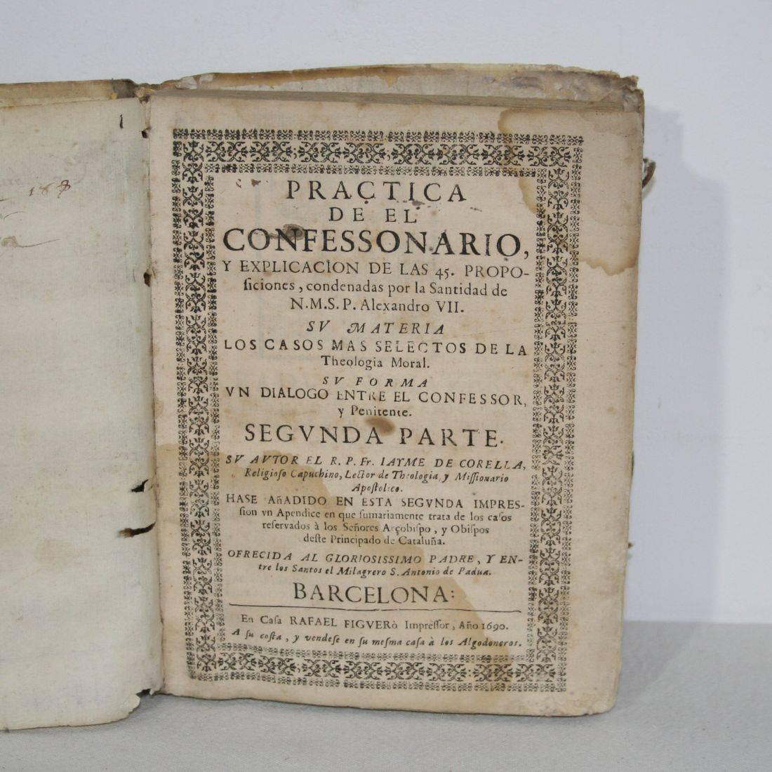 Great Collection of Four Spanish 17th-18th Century Weathered Vellum Books 4