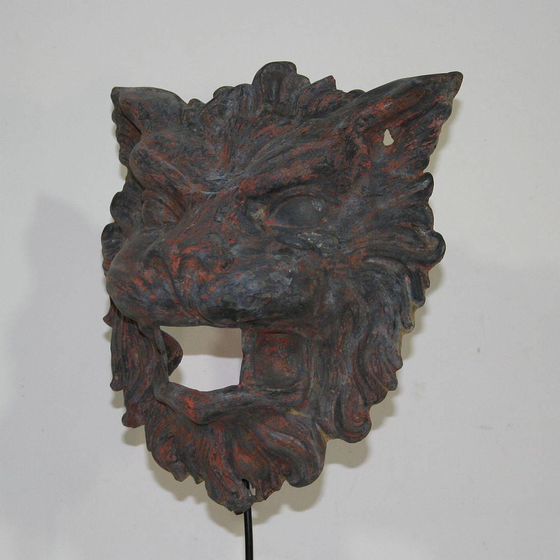 French 19th Century Zinc Lion Head 1