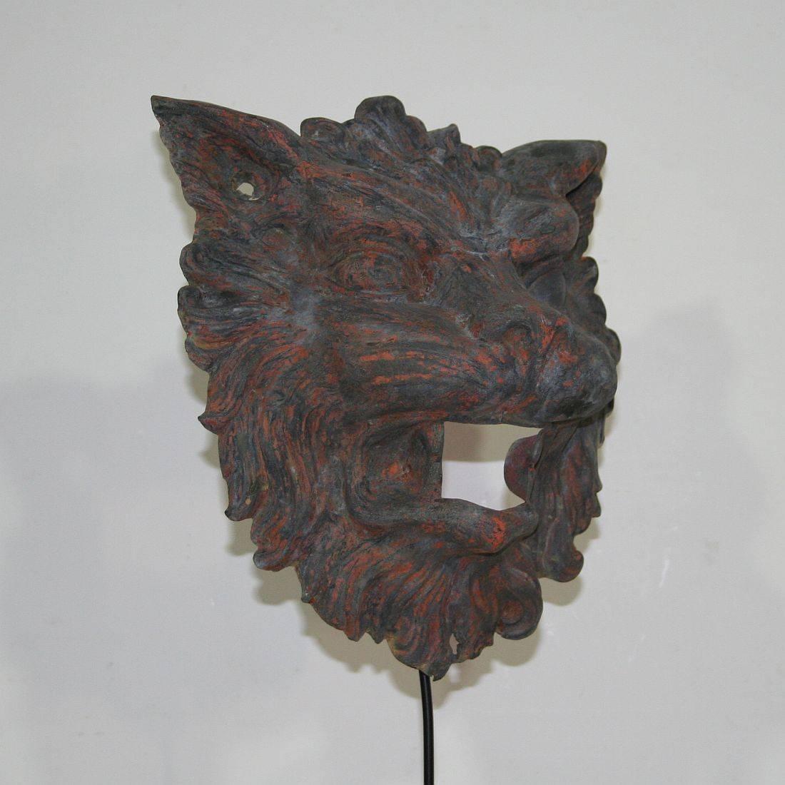 French 19th Century Zinc Lion Head 2