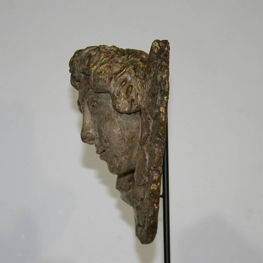 Wood Couple of French, 18th Century Baroque Angel Heads