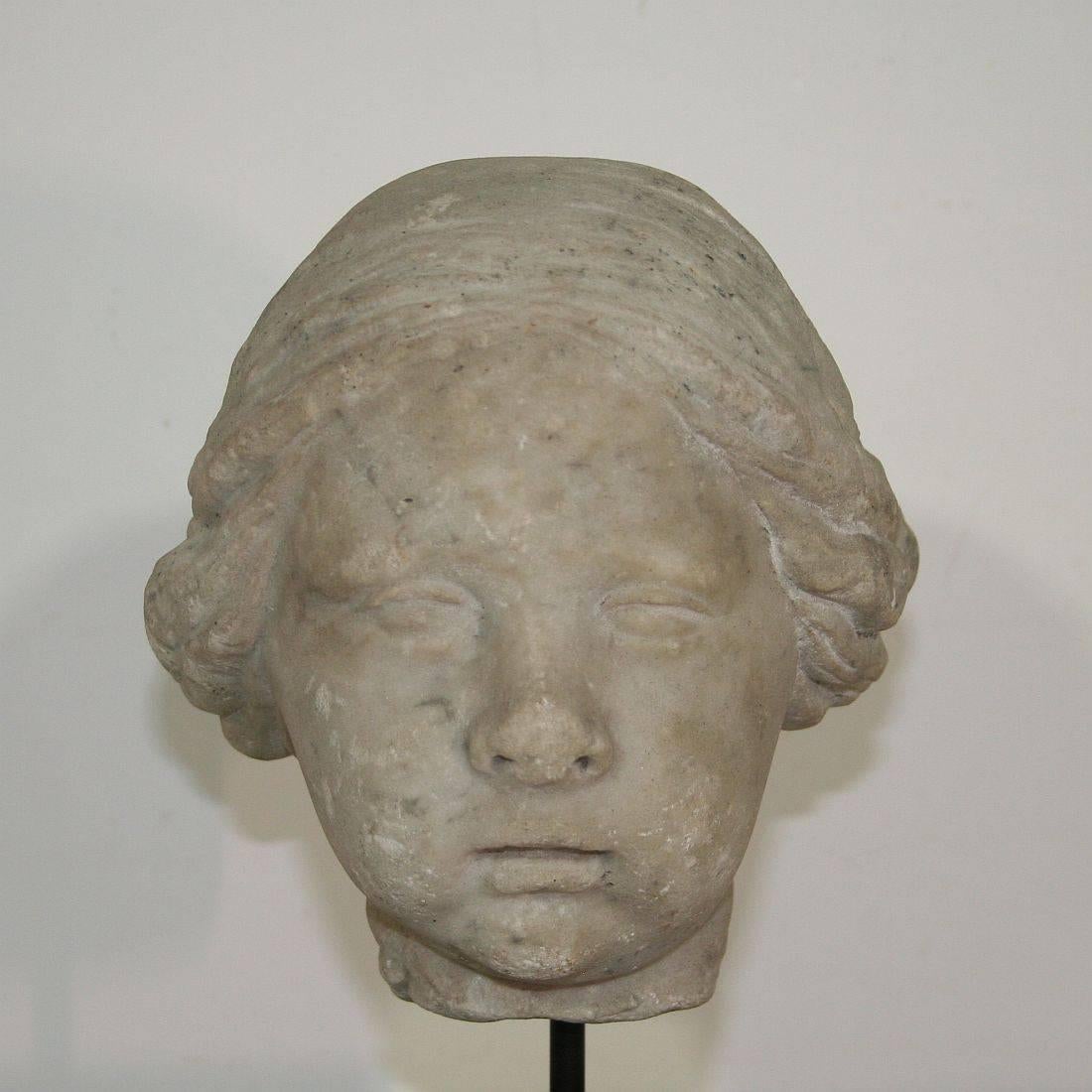 Italian 17th Century Marble Head of an Angel 3