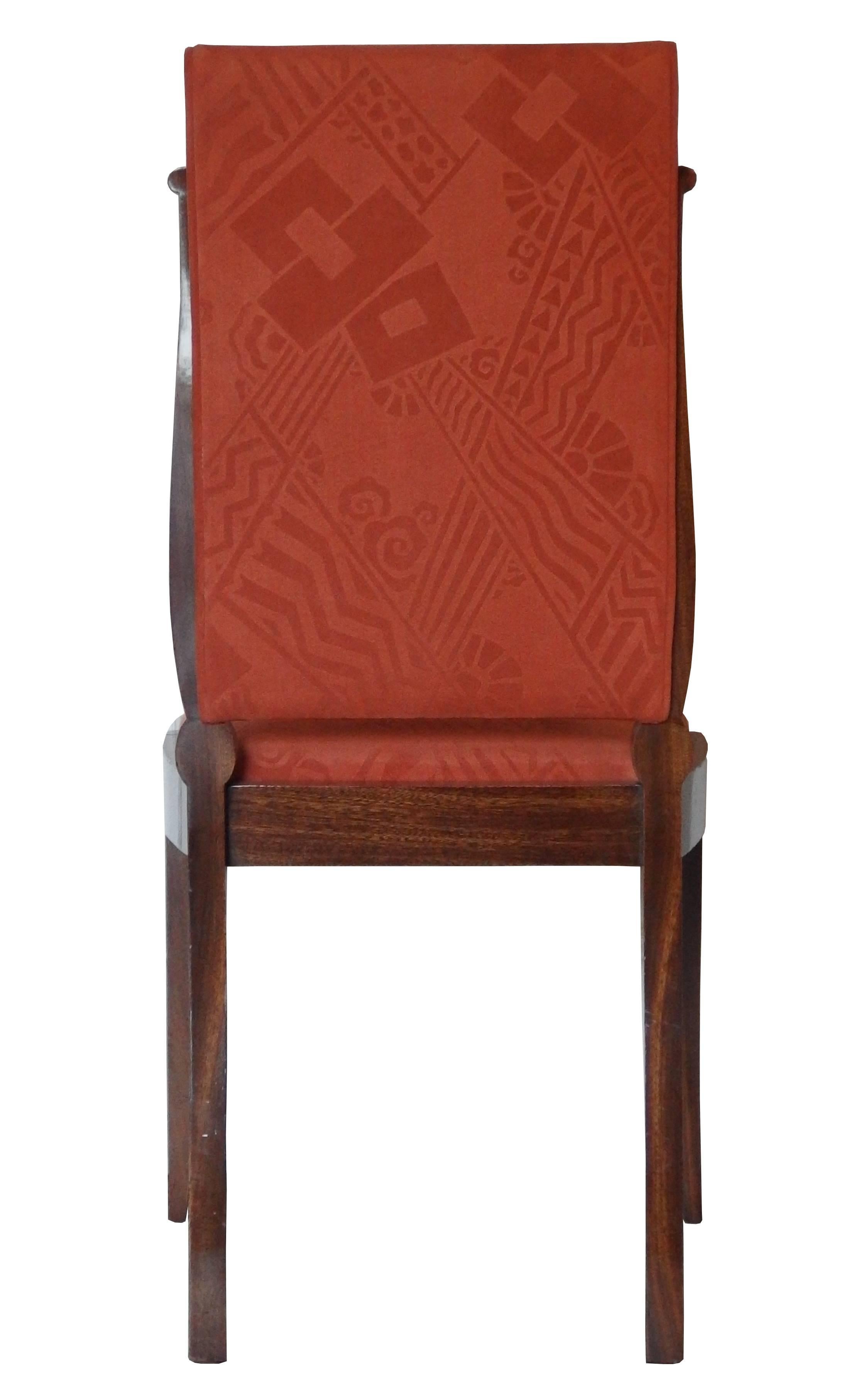 Set of Six Art Deco Mahogany Dining Chairs by Gaston Poisson In Good Condition In Schoten, BE